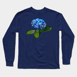 Blue Hydrangea With Leaves Long Sleeve T-Shirt